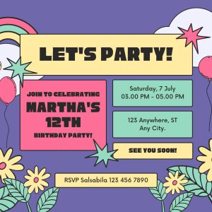 Colorful Retro Birthday Invitation