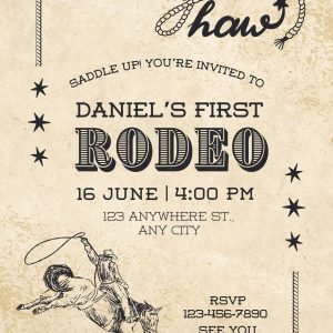 Rodeo Birthday Theme Party Invitation