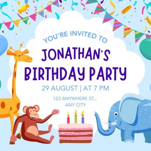 Jungle Theme Birthday Invitation