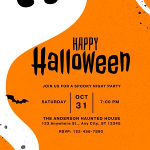 Orange Ghost Halloween Party Invitation