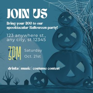 Blue Spooky Halloween Party Invitation