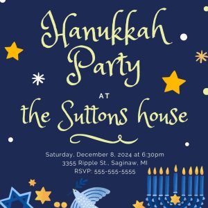 Hanukkah Party Invitation Star Theme