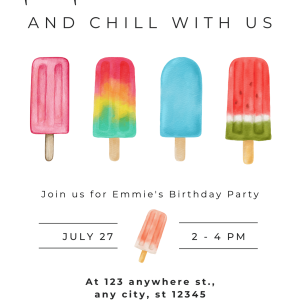 Kids Summer Birthday Popsicle Theme Invitation